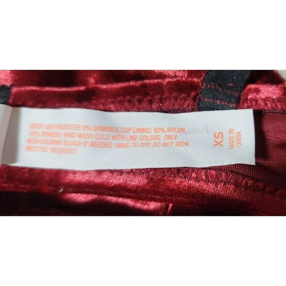 Colsie Dark Red Burgundy Crushed Velvet Holiday Bralette Pinup Bra - Size XS - Picture 8 of 9